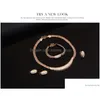 Bracelet Earrings Necklace Wavy Line Geometry Jewelry Sets White Gemstone Bracelet Rings 18K Gold Family Of Four Gtomks012 Drop De Dhdxq