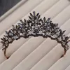 Autres accessoires de mode Baroque Bronze Noir Rouge Cristal Perles Diadèmes De Mariée Strass Diadème Pageant Couronne pour Mariée Bandeau De Mariage Cheveux Accesso J230525