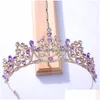 Tiaras Purple Crowns For Women Bridal Hair Accessories Rhinestone Headpiece Bride Headdress Prom Party Jewelry Drop Delivery Dhcv1