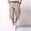 Herrbyxor 2023 Summer Mens Multi-Pocket Cargo Shorts Men Casual Soild Color Outdoors Homme Breeches Military 44 Inget bälte