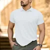 Men's Casual Shirts Men Button Up Short Sleeve Slim Fit Business V Neck Shirt T Blouse