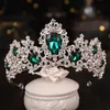 Autres accessoires de mode Baroque Luxe Argent Couleur Rouge Vert Cristal Diadèmes De Mariée Couronnes Strass Pageant Diadème Bandeau De Mariage Accessoire De Cheveux J230525