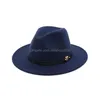 Chapeaux à large bord seau hommes femmes laine Panama feutre chapeau Jazz Fedora noir M lettre bande de cuir décoré formel Trilby Drop Delivery Dhjyq