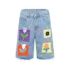 Heren jeans graffiti denim shorts pathches bloemen jeans mannen sfeer stijl baggy jeans streetwear heren vrachtpak mannen y2k jeans voor mannen unisex 230524