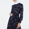 Ubrania etniczne Abayas dla kobiet muzułmańskie kwiatowe sukienki z nadrukiem Ramadan Eid 2023 Okrągły kołnierz długi rękaw Dubai Suknia Hidżab sukienka elegancka