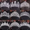 Andra modetillbehör Trendiga silverfärg Crystal Wedding Hair Accessories Rhinestone Bridal Tiara och Crowns Women Princess Head Jewelry Diadems J230525