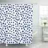 Dusch gardiner marinblå färg blå akvarell polka dot akvarellmönster penseldrag gardin vattentätt polyester tyg 60 x 72 tum