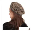 Berets Ship Autumn And Winter Ladies Woolen Personality Leopard Hats Caps Gsbl008A Fashion Simple Retro Elegant Painter Allmatch Oct Dhm1C