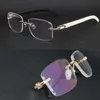 Lunettes de créateur pour femmes Vintage Mens Original noir marbré corne de buffle lunettes or argent métal jambes lunettes sans monture hommes voyage tour lunettes luxe bois