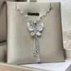 Necklaces Exquisite Butterfly Zircon Tassel Pendant Copper Engagement Necklace Women's Jewelry Accessories Gift G220524