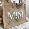 Diaper Bags Personalized Jute Bag for Mom and Child Mother's Day Gift Beach Bags Tote Bag Bridesmaid Bag Junior Bag Jute Tote Bag T230525