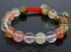 STRAND HANDMADE 10 mm verstelbare natuurlijke watermeloenhuid Quartz Gems Stone Round kralen Bracelet Haling Reiki 5 strengen/pakket