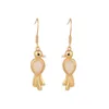 Boucles d'oreilles à clous Fashion Party Girls Imitation Jade Magpie Bird Gold-plated Color Lady's Simple Jewelry