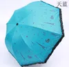 Umbrellas Umbrella Rain Women Three Folding Dryer Wind Resistant Non-Automatic Woman Sunny And Rainy 50rY116