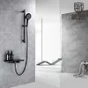 Bathroom Shower Sets Gothic Black Hot And Cold Shower Set Simple Silver White Bathtub Faucet Large storage platform Wall Mount Bathroom Shower System G230525