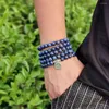 Strand 8mm Doğal Lapis Lazuli Bilezik Lotus Om Buda Charm Yoga 108 Mala Kolye