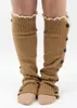 Conjunto de meias femininas femininas outono e inverno Natal botão plano rendado botas quentes protetores de perna