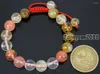 STRAND HANDMADE 10 mm verstelbare natuurlijke watermeloenhuid Quartz Gems Stone Round kralen Bracelet Haling Reiki 5 strengen/pakket