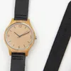 Wristwatches Natural Retro Bamboo Wooden Watch For Women's Gift With Long Genuine Leather Straps Round Janpen Quartz Movement