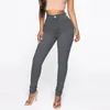 Jeans femininos Mulheres da cintura alta Slim Fit Pants