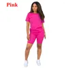 Women's Tracksuits 2023Women's Summer Casual Two-Piece Short Suit Ladies Short-Sleeved Sportswear Motorcycle Shorts