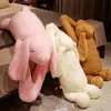 Pluche poppen Mooie gigantische dier 90 cm 120 cm zachte cartoon Big Ear Bunny Plush Toy Rabbit Gevulde kussenmeisje Gift 230525