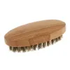 Natural Boar Hair Bristle Beard Mustache Brush Shaving Comb Men Face Massage Round Wood Handle Handmade Beard Brushes dh8176