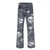 Herren Jeans Streetwear Harajuku Y2K Männer Jeans Lustiger Totenkopf Grafikdruck Lose Denim Hosen Hip Hop Gerade Vintage Casual Punk Hose 230524