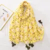 Schals Gedruckt Weiche Leinen Baumwolle Schal Schals Frauen Luxus Koreanischen Stil Premium Foulard Femme Lange Frische Floral Quaste Schals