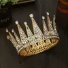 Inne modne akcesoria Złote Rhinestone Okrągła korona Tiara Biżuter Welf Hair Akcesoria do noszenia korony ślubnej Crystal Rhinestone Crown G J230525