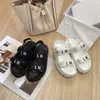 fashion Designer Bulky Outdoor slides Calfskin Platform Sandals leisure Women Shoes Slippers lady Slides Summer Beach Indoor Slippers