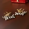 Stud Earrings 2023 Luxury Temperament Rhinestone Bird Leaf For Women Fashion Vintage Party Gift Jewelry