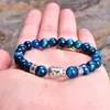 Bracelets en pierre œil de tigre magnifique brin unisexe bracelet extensible rouge bleu hommes bouddha bijoux cadeau pour lui goutte