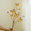 Kwiaty dekoracyjne 2pcs 5heads Symulacja motyl sztuczny jedwabny jedwabny fałszywy bukiet DIY Zachowany phalaenopsis kwiat dekoracja domu