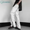 Heren jeans mode enkel zipper blauwe baggy heren flare jeans broek elegante Koreaanse casual man vrouwen rechte denim broek y2k streetwear 230524