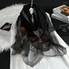 Scarves Fix Rhinestone Silk Scarf Wool Embroidered Mulberry Floral Decorative Crystal Long Shawl