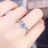 Clusterringen per sieraden Natural Real 0.5ct Blue Topaz Bladeren Stijl Ring 4 6mm Gemstone 925 Sterling Silver Fine J22591