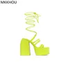 Slippers MKKHOU Fashion Sandals Women Style Square Toe Sexy Strap Ankle Snake Platform Summer Street Modern Shoes