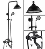 Badezimmer-Duschsets, Badezimmer-Wasserhahn-Set, schwarzes, mit Öl eingeriebenes Messing, Wandmontage, Regen-/Handbrause, Badewanne, kaltes und heißes Mischbatterie-Set Dhg124 G230525