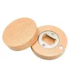 Tom Diy Wood Round Forme Bottle Opener Coaster Kylskåp Magnet Decoration Beer Bottle Opener grossist