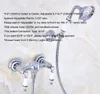 Bathroom Shower Sets Polished Chrome Brass Wall Mounted Bathroom Hand Held Shower Head Faucet Set Mixer Tap Dual Ceramics Handles Levers mna783 G230525