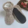 Women Socks Winter Plush Flat Boots Foot Warmers Mid Tube Round Toe Shoes Adult Men Anti-Skid Thickened Indoor Floor Slippers