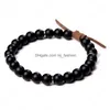 Beaded Fashion Leather Cord Charm Natural Stone Armband Malachite Bead Uni Armband Casual Style Smycken Drop Delivery DH9AU