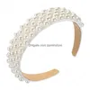 Headbands Lovely Fly Imitation Pearl Headband Elegant Hand Made Simated Pearls Beaded Hairband Girls Party Headpiece Drop Delivery J Dhioq