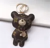 2023 Hot Sale Ny modenyckelkedja Tillbehör Tassel Key Ring Pu Leather Bear Mönster Bil Keychain Jewelry Bag Charm Charm