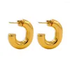 Stud Earrings Trendy Gold Plated Exaggerated Light Weight Hollow Oversize Special-Shaped Stainless Steel For Female Jewelry