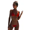 Costumi da bagno da donna Bikini sexy Costume da bagno Top a tubo regolabile Halter Solid Chest Pad Perizoma Costume da bagno Bikini brasiliano da donna Beachwear