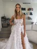 A Boho Backless line Wedding Dresses Bone Bodice Straps 3D Appliques Tulle wedding bridal gowns ppliques