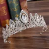 Other Fashion Accessories KMVEXO Wedding Bridal Red Blue Crystal Tiaras Crowns Princess Pageant Prom Rhinestone Veil Tiara Headband Bride Hair Accesso J230525