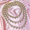 Chaînes Cristal Coeur Cubain Lien Chaîne Collier Pour Femmes 15mm Bling Plein Strass Pavé Tennis Hip Hop Bijoux